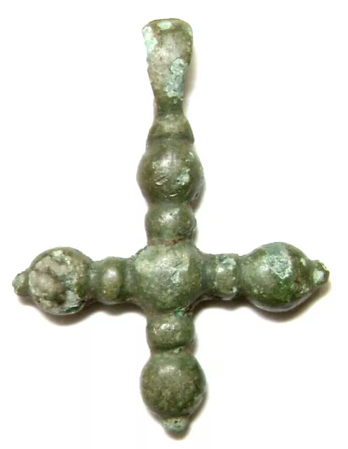 Ancient Rare Vikings Age bronze cast cross pendant. Kievan Rus 2