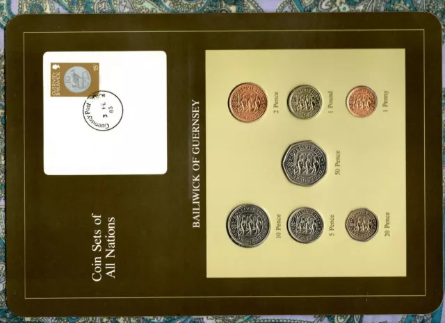 Coin Sets of All Nations Guernsey Brown 1979-1982 UNC £1 1981 Lily 3FE83