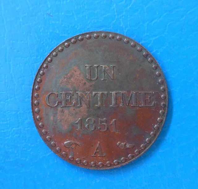 2ème République ,1 centime Dupré 1851 A accent Paris belle qualité cote sup 50€