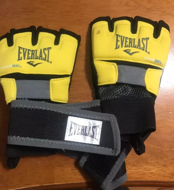 EVERLAST EverGel HAND WRAPS Gloves Yellow Grey Black Size L Large