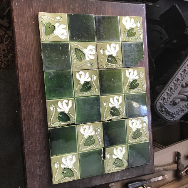 six Victorian fireplace tiles