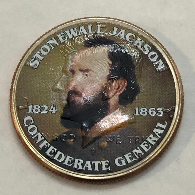 Colorized Kennedy half dollar. STONEWALL JACKSON CONFEDERATE GENERAL.  #83