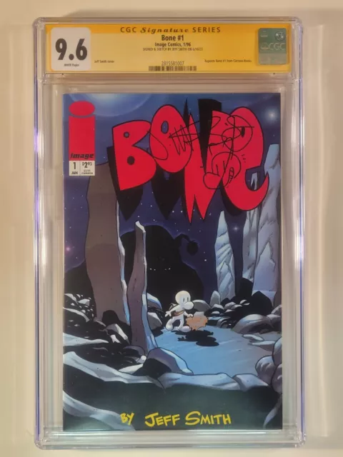 Bone #1 SS CGC 9.6 Signed Jeff Smith remarque 1996 Image Comics