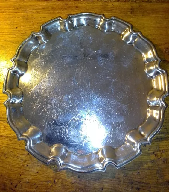 Plateau De Service En Metal Argente Anglais De Marque Cavalier