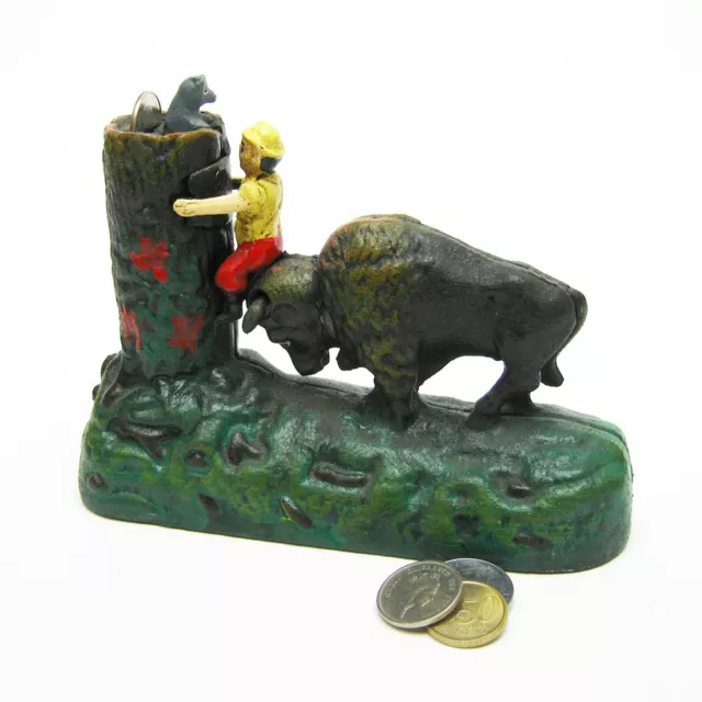 Design Toscano Butting Buffalo Collectors' Die Cast Iron Mechanical Coin Bank