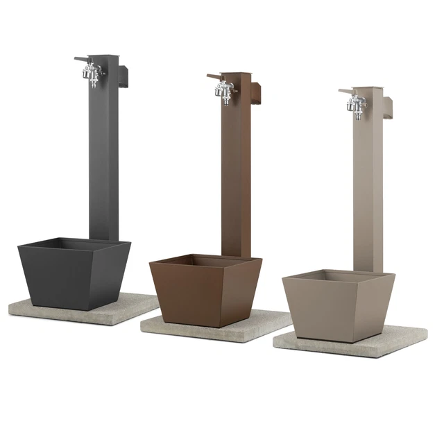 Fontana Belfer 42QRRB In Cemento - Doppio Rubinetto E Gancio | Colore Ruggine, Made In Italy - Foto 10