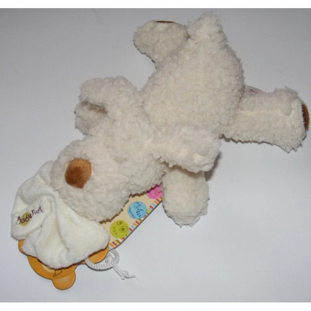 Doudou chien blanc avec doudou mouchoir BABY NAT  - 3452