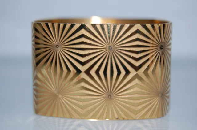 Large Bold Kauss Of Colombia Gold Toned Geometric Design Statement Cuff Bracelet