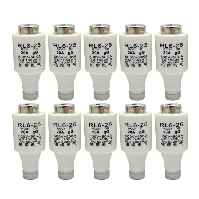 Pack de 10 fusibles en céramique spirale RL625 R021 DII E27 gG inserts fusibles