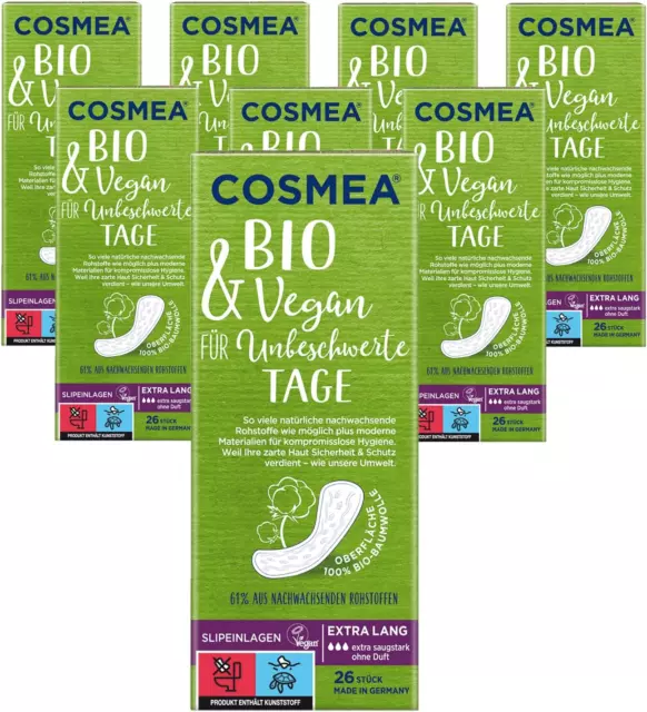 Cosmea Bio-Slipeinlagen Extra Lang, Ohne Duft, Vorteilspack (8 X 26 Stk)