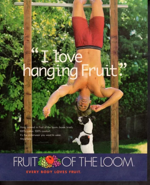 Vintage print ad advertisement Fashion Men underwear Hanging Fruit of the Loom