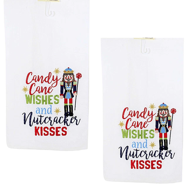 Toalla decorativa cascanueces besos algodón caña de dulces navideña C86171729