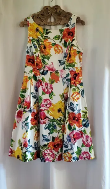 Eliza J. Women's Size 10 Fit & Flare Short Dress Floral Multicolored Fully Lined