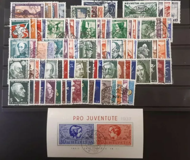 Schweiz Pro Juventute Sammlung 1929 - 1950 # Gestempelt 22x ganze Sätze+Bl $HCV