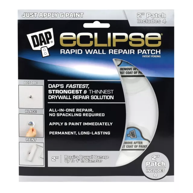 DAP Rapid Eclipse Drywall Repair Patch Kit, 2" Clear, 5 Packs of 4 (20 Total)