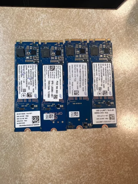 LOT OF 4 INTEL MEMPEK1J016GAH 16 GB SSD M.2 Memory Module 2280  NVMe Optane M10