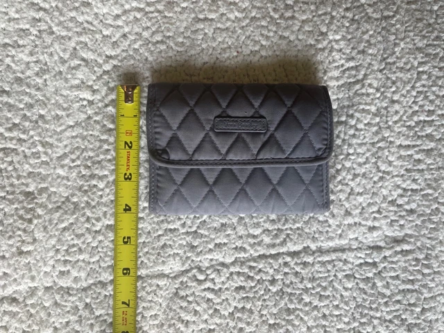 Vera Bradley RFID Riley Compact Wallet quilted charcoal grey, stylish and secure