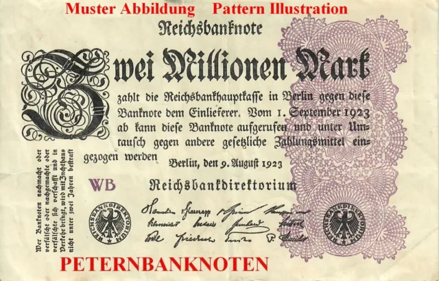 2 Millionen Reichsmark  1923  (VF-F) Ro 104  675# Gebraucht used..