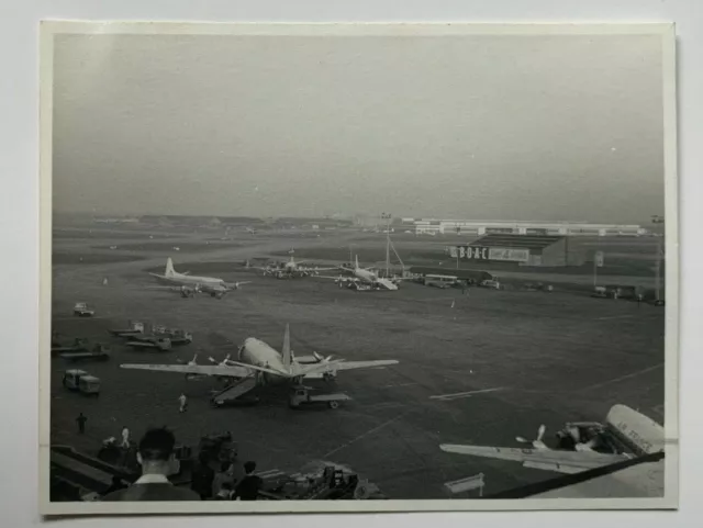 Vintage 1959 3x4 B&W Photo London Central Airport airliners aircraft tarmac BOAC