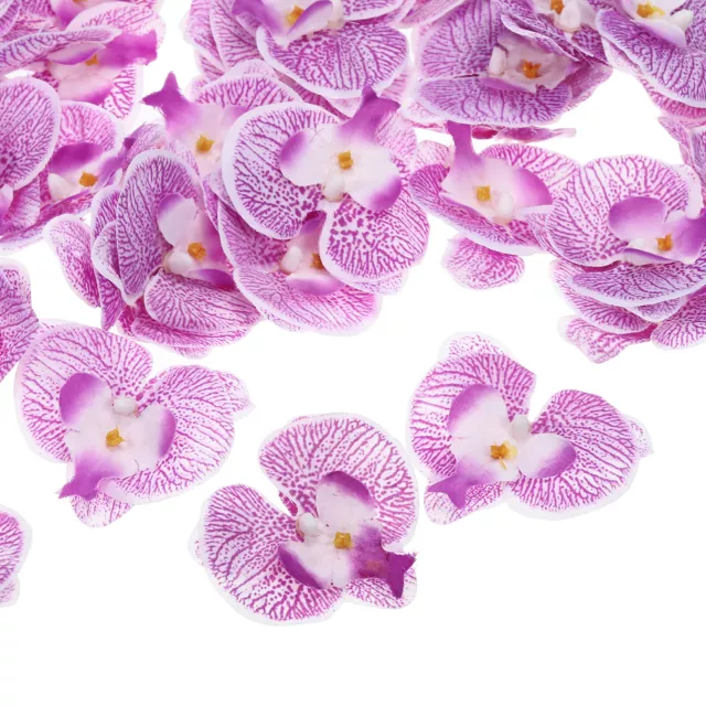 2.8" Artificial Orquídea Flores Cabezas, 80pzs Seda Orquídea Cabezales, Púrpura