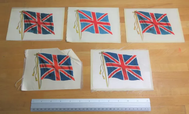 5 x WW1 ITC Imperial Tobacco Company Canada Premium Silk, Union Jack Flag UK
