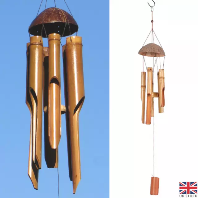 Wind Chime Bamboo & Coconut Xlarge Windchime Chunky Hanging Garden Decoration