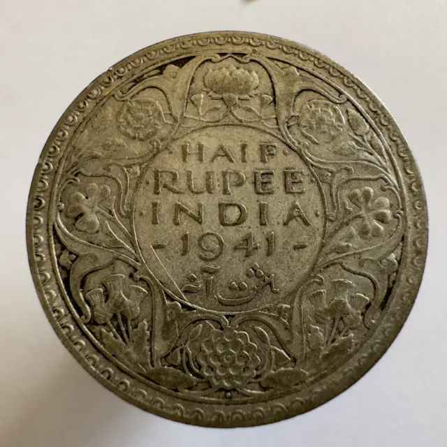 British India 1/2 Half Rupee 1941  (Rx1121895/78)