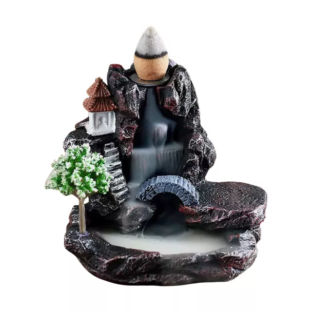 Ceramic Backflow Incense Burner Holder Lotus Waterfall & Incense Cones Gift