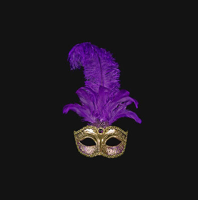 Mask from Venice Colombine IN Feathers Ostrich Purple Golden Mask Venetian - 511