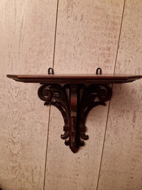 Console Murale Baroque En Polystone Doré/bronze - Motif Angelot (putti) - Dimensions 39x33 Cm - Neuf