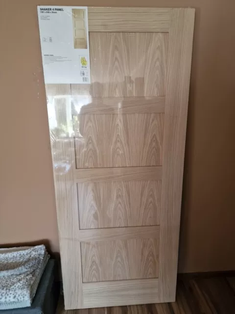 1981 X 838 X 35 Internal Door Oak Wood 4 Shaker Panel