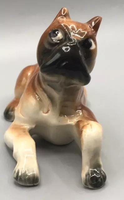 Vintage Porcelain Boxer Dog Figurine, Made in Japan,Preowned