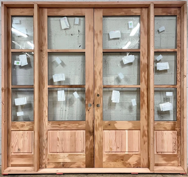 Double French door side lites solid reclaimed lumber 70 -100 yr old Doug Fir
