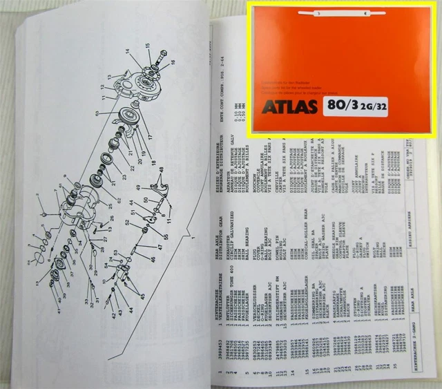 ATLAS E55/3 RADLADER Ersatzteilliste Spare parts list Catalogue de