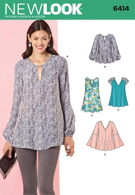 New Look Ladies Sewing Pattern 6414 Loose Fit Blouse Tops & Tunics (NewLo...
