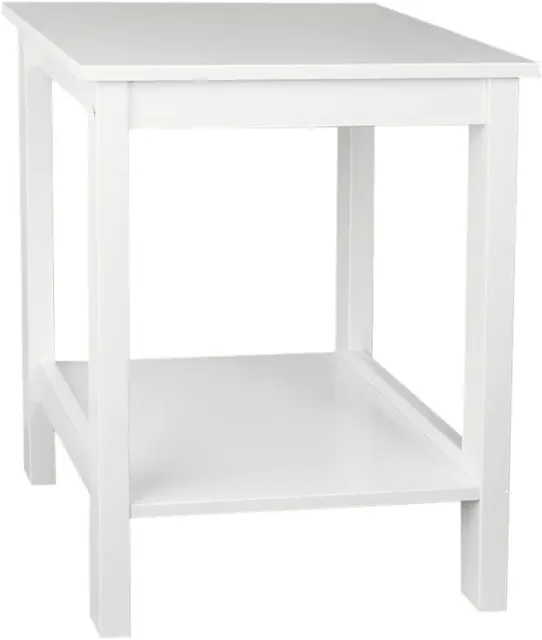 Tavolino comodino 2 livelli piccolo comodino in legno MDF tappetino bianco dipinto