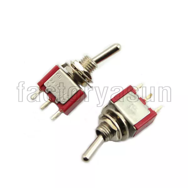 5PCS Red Mini Toggle Switch SPDT 2 Position ON-ON 3-PIN 12V 6A Silver Contacts