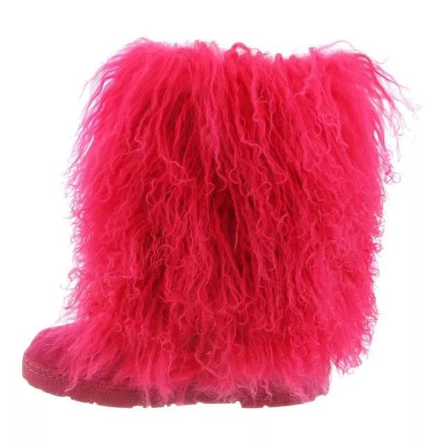 Bearpaw Boetis II 2 Winter Boots 8 (FITS 7) Genuine Fur Lamb Hair Electric Pink