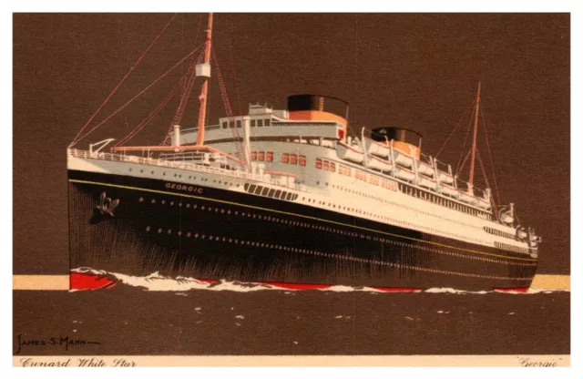 postcard Canard White Star "Georgic" Steamer signed James Mann 9702