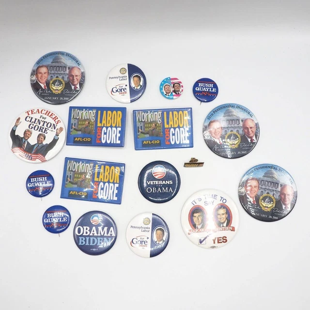 Lotto Di 17 Clinton Gore Obama Bush Dukakis Politica Pinback Pin