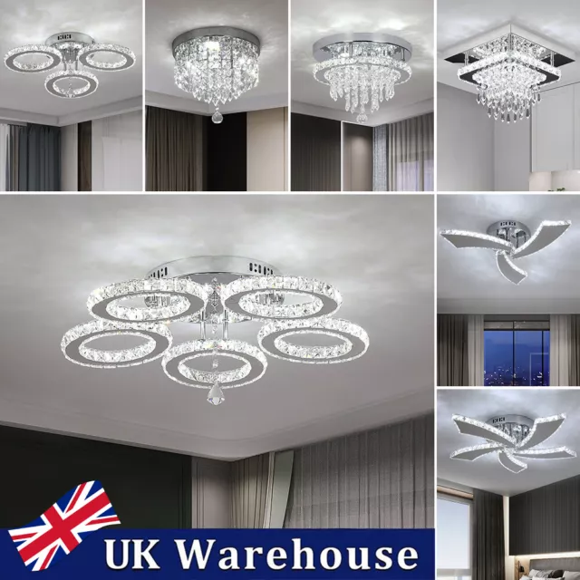 Crystal Chandelier Square/Round Ceiling Light LED Lamp Pendant Light Living Room