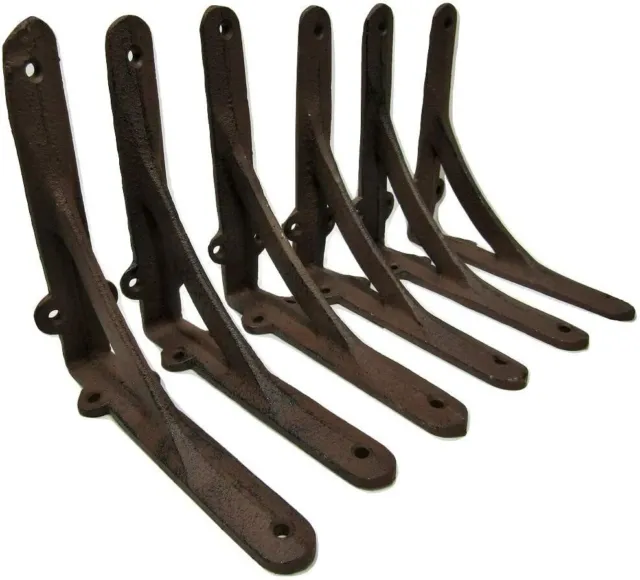 Set of 6 Cast Iron Shelf Brackets Braces Antique Style Rustic Ironbridge 6" x 6"