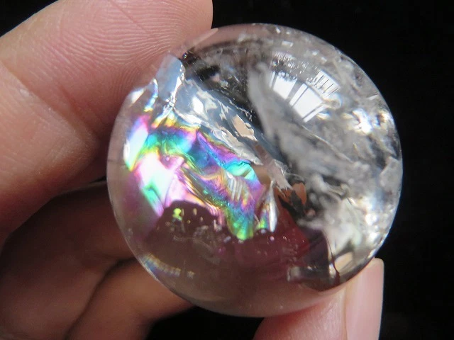 AA  Natural Smoky Clear Quartz Rainbows Ball Crystal Sphere Healing  44g