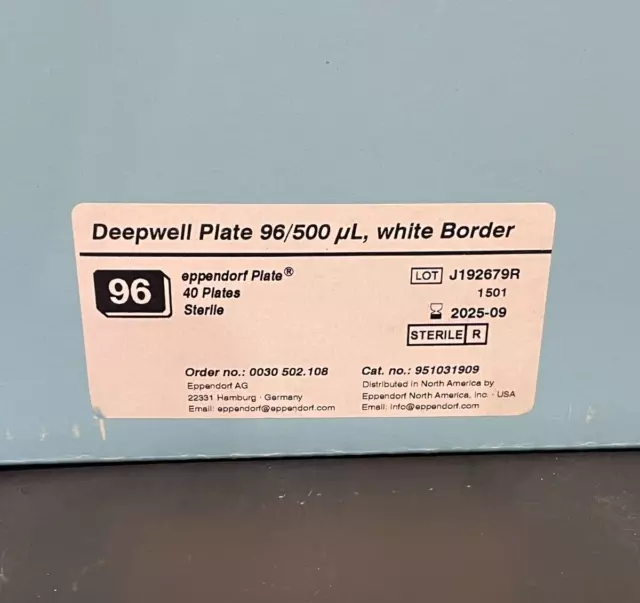 Eppendorf Microplate 96 Well 500 ul Deepwell PP Total of 40 Plates