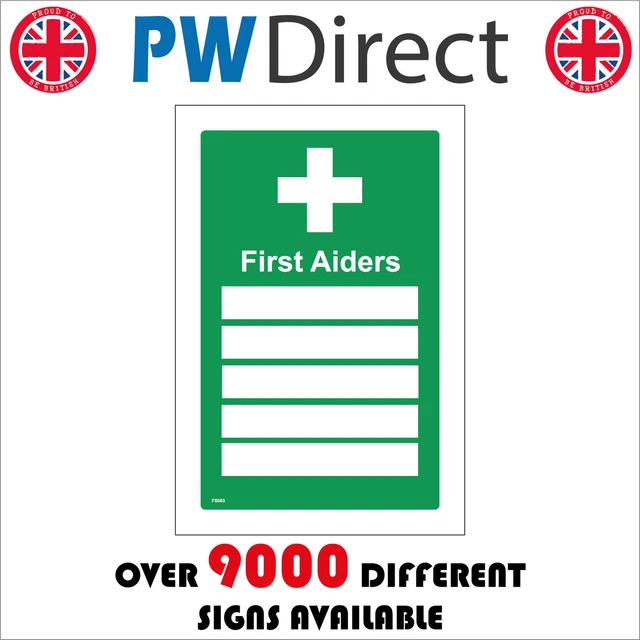 FS083 FIRST AIDERS Sign St Johns Ambulance Training Help Medical Board