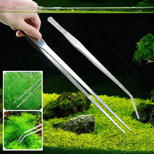 Acier Inoxydable Plante Aquatique Aquarium Pincettes Nettoyant Pinces Maison 》