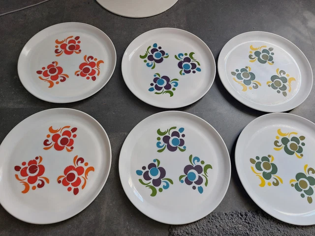 Lot De 6 Assiettes à Dessert Arcopal Lotus – Vintage Années 70 – État Comme Neuf