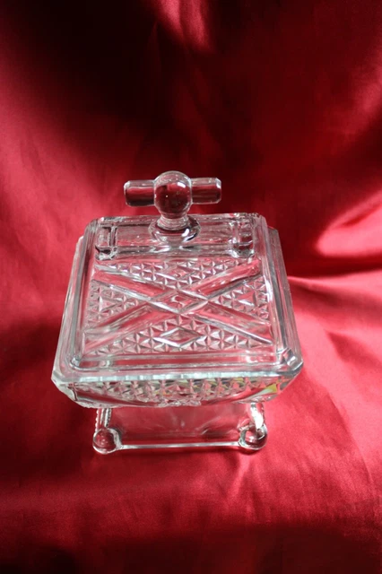 Antique Adams & Co. EAPG Pattern Glass Ashman Pattern Covered Dish or Bowl 1880s