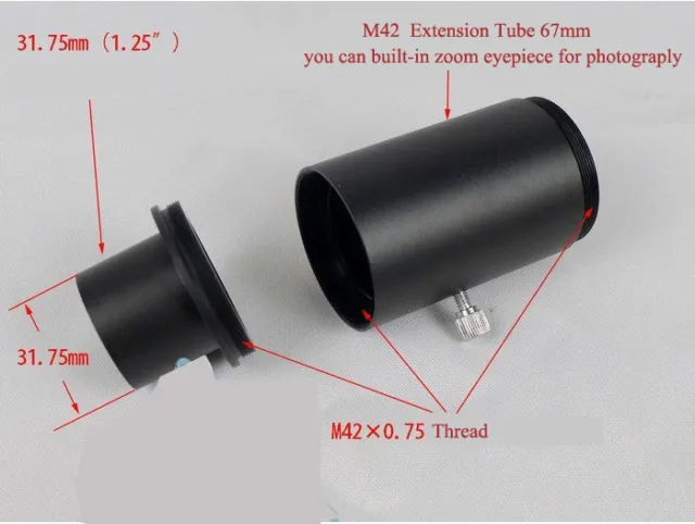 1.25" T / T2 Telescope Camera Adapter for Eyepiece Projection Photography