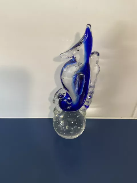 Glass Seahorse On Ball Base.